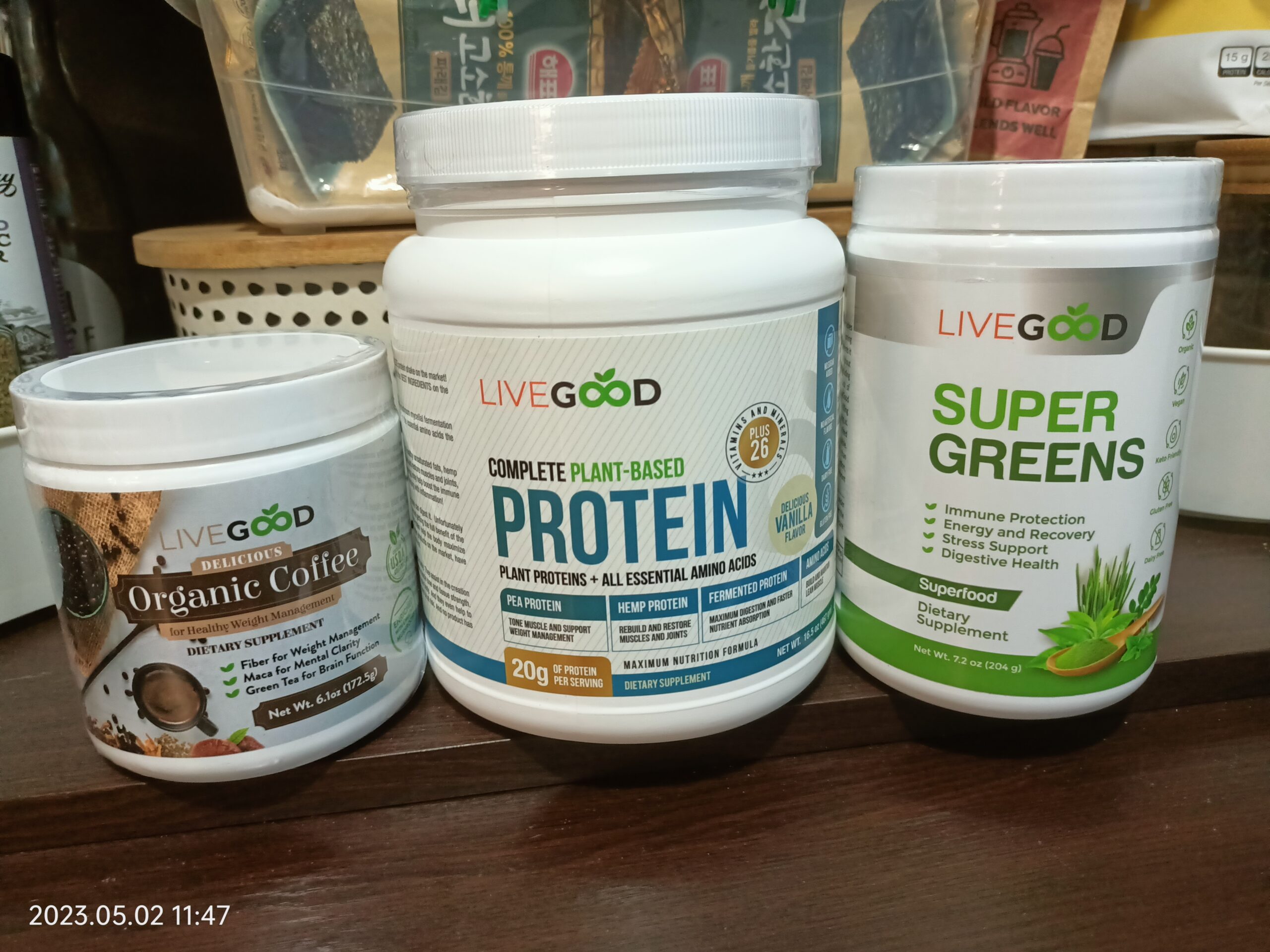 live good products organic coffee complete plant-based protein super greens